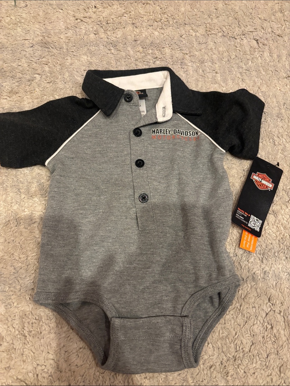Harley-Davidson Grey and Black Polo Baby Bodysuit